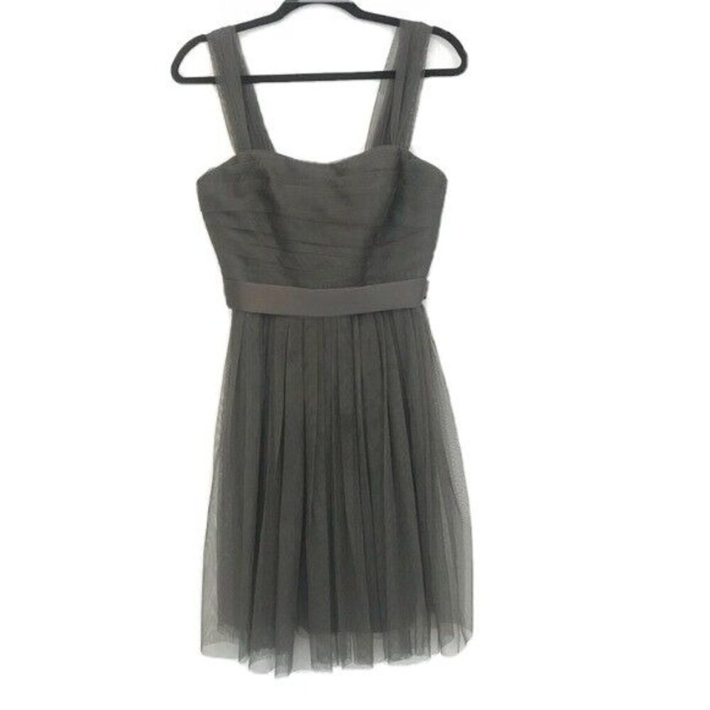 White Vera Wang Size 6 Gray Short Bobbin Net Dress Bridesmaid Flare Tulle
